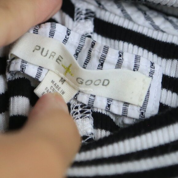 Anthropologie Pure + Good Striped Tank Top Mock Neck Casual Sleeveless Sz Medium - Picture 3 of 6